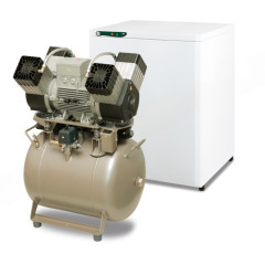 EKOM DK50 4VR/50S/M безмасляный компрессор для 3-4 стоматологических установок, с кожухом, с осушителем, с ресивером 50 л, 215 л/мин