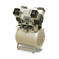 EKOM DK50 4VR/50S безмасляный компрессор для 4-x стоматологических установок с кожухом, без осушителя, с ресивером 50 л, 250 л/мин