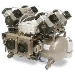 EKOM DK50 2x4VR/110S/M безмасляный компрессор 7-8 стоматологических установок, с кожухом, с осушителем, с ресивером 110 л, 430 л/мин