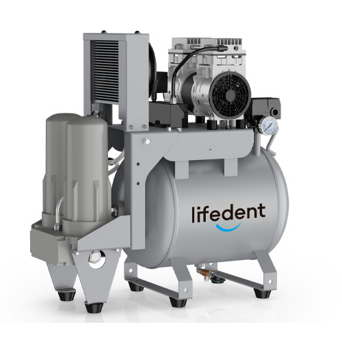 Lifedent SP075 безмасляный компрессор для 1-2 установок, с осушителем, с ресивером 32 л, 80 л/мин