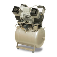 EKOM DK50 4VR/50 безмасляный компрессор для 4-x стоматологических установок, без кожуха, без осушителя, с ресивером 50 л, 270 л/мин