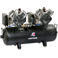 Cattani безмасляный компрессор на 5-6 установок, с 2-мя осушителями, с двумя однофазными моторами, 100 л, 320 л/мин