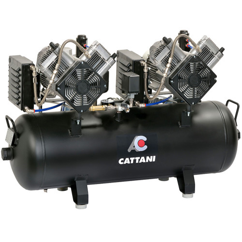 Cattani безмасляный компрессор на 5-6 установок, с 2-мя осушителями, с двумя однофазными моторами, 100 л, 320 л/мин