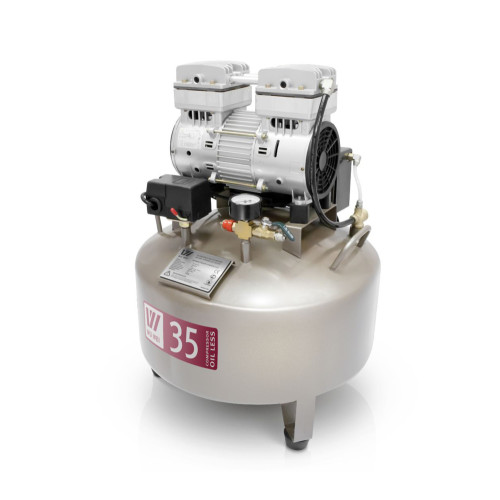 WuerWei W-602 550W безмасляный компрессор для одной стоматологической установки с ресивером 35 л (85 л/мин)