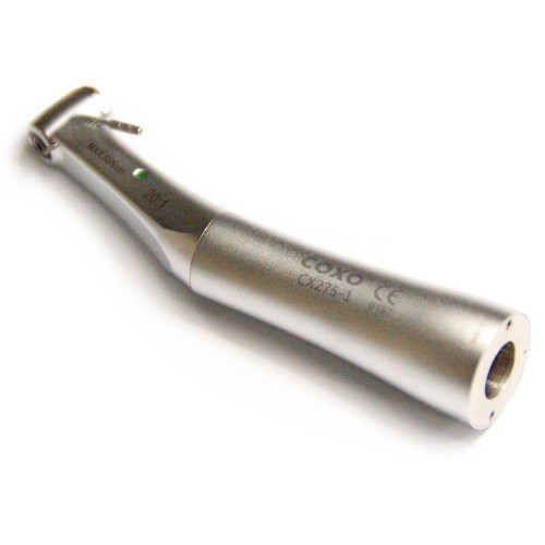 Coxo CX275-1 наконечник угловой, 20:1, с фиброоптикой, с кнопочной фиксацией бора, с внутренним и внешним охлаждением